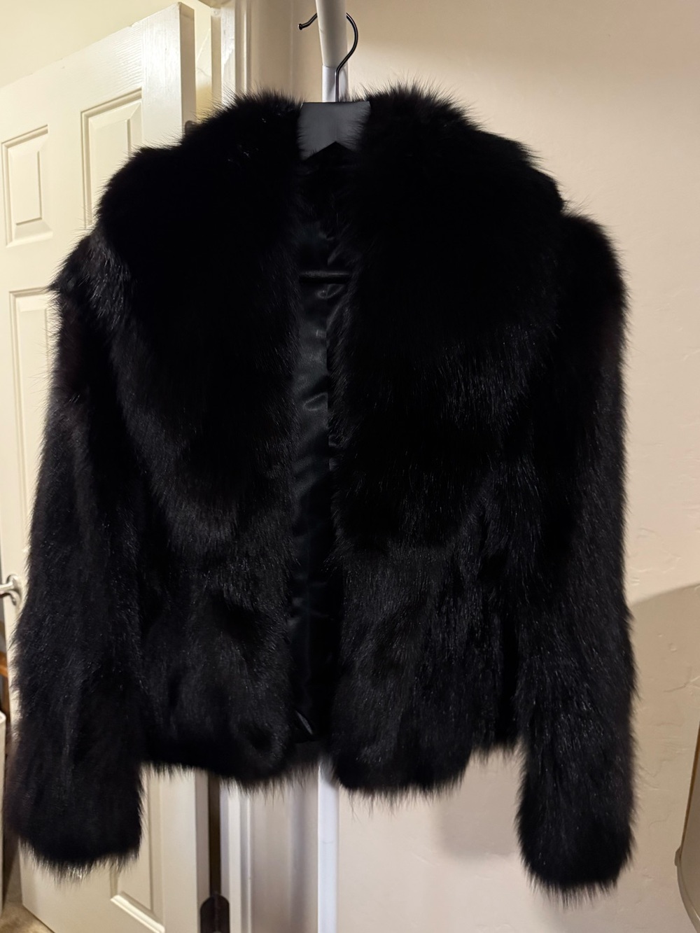Real Black Fox Fur Cropped jacket sz M